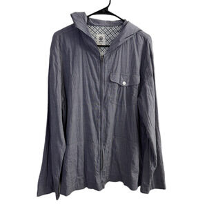 Ever Clothing Hooded Jacket Mens Large Navy Gingham Full Zip Outdoors Lined